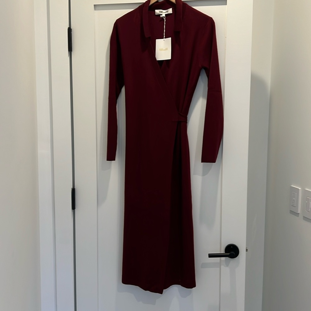 NEW DVF wool wrap dress L